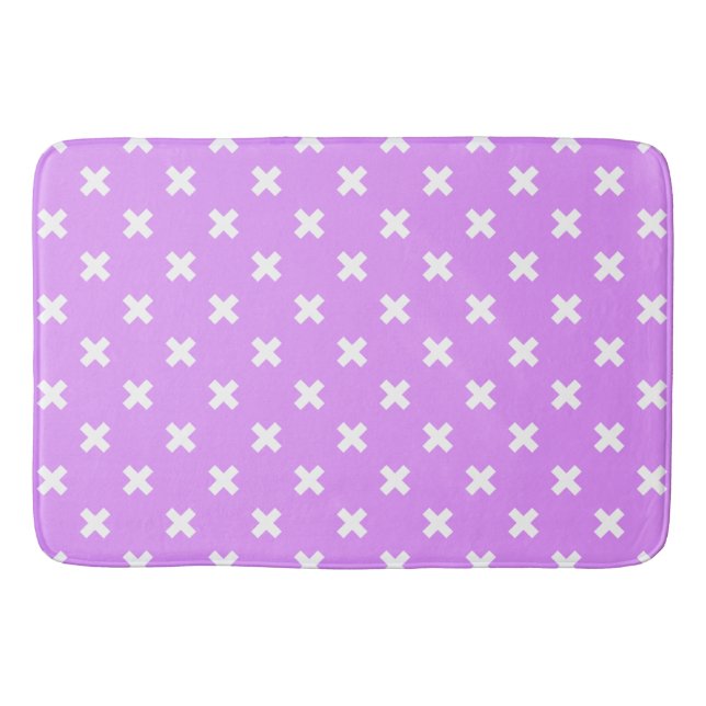 Tapis De Bain Croix blanches sur lilas (Devant)