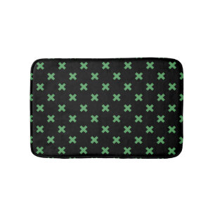 Tapis De Bain Croix verte coutures sur noir