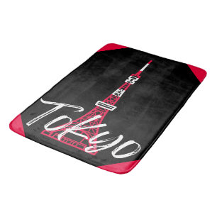 Tapis De Bain Croquis de la tour de Tokyo de Minato, Tokyo, Japo