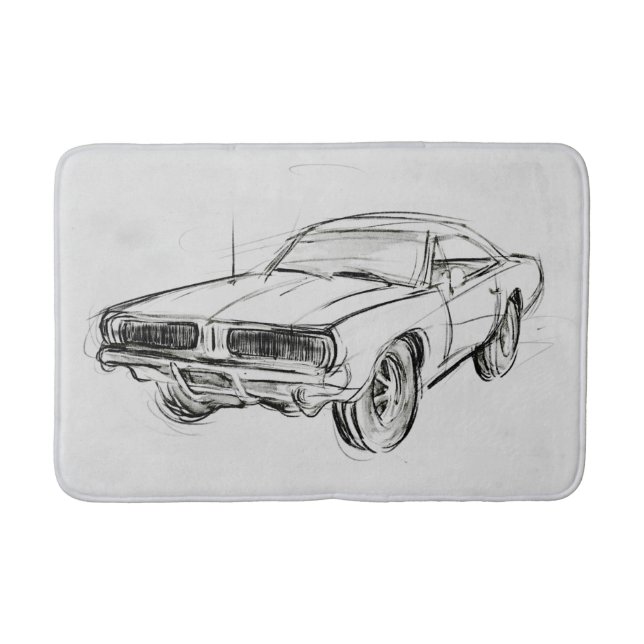 Tapis De Bain Croquis de voiture classique IV (Devant)