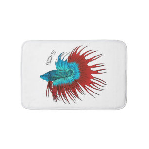 Tapis De Bain Crowntail betta fish dessin animé