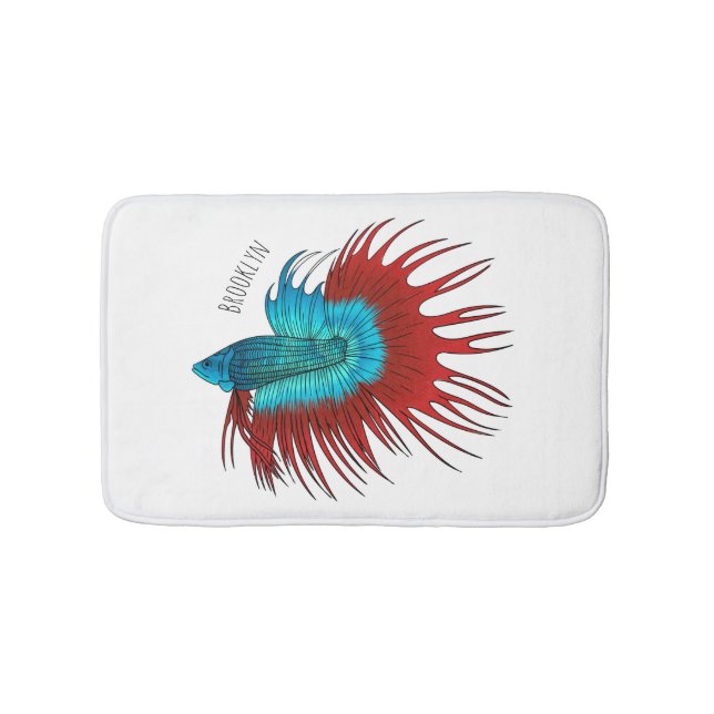 Tapis De Bain Crowntail betta fish dessin animé (Devant)