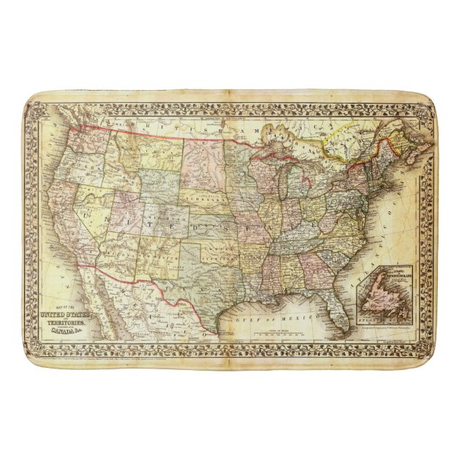 Tapis De Bain Cru antique 1867 des Etats-Unis Amérique (Devant)