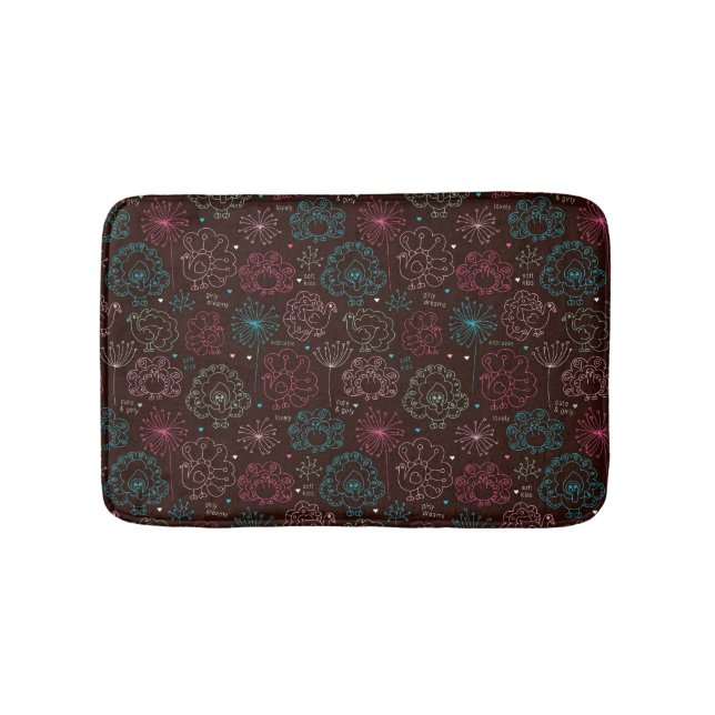 Tapis De Bain cru de papier peint de l'Inde de fleur de paon (Devant)