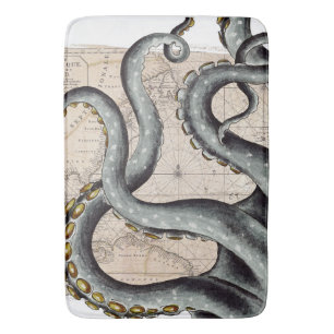 Tapis De Bain Cru gris de carte de tentacules