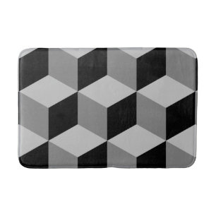 Tapis De Bain Cube Grand Motif noir & gris