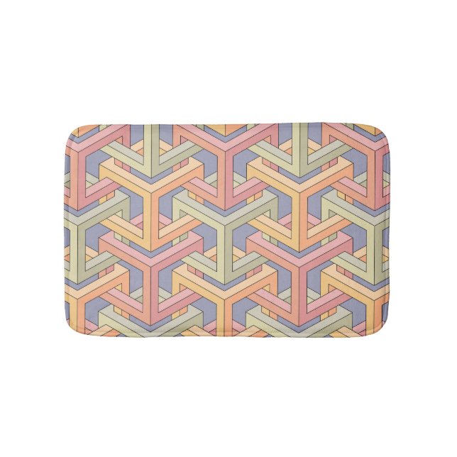 Tapis De Bain Cubes 3D, Motif d'illusion optique. (Devant)