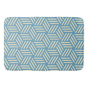Tapis De Bain Cubes d'illusion optique Abstraite rétro Motif ble
