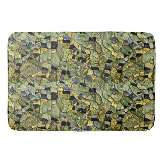 Tapis De Bain Cuir de Dragon Crocodile Alligator Vert Jaune (Devant)