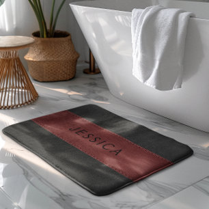 Tapis De Bain Cuir Vintage noir et rouge pointu