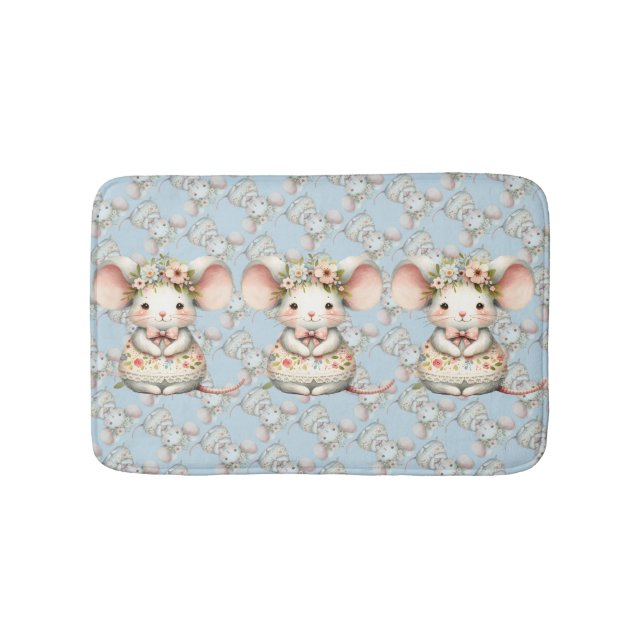 Tapis De Bain Cuisine Florale Souris Couronne Fleur (Devant)