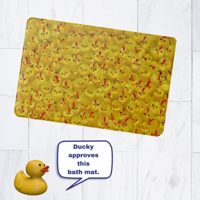 Tapis De Bain Cuisine moderne Jaune Motif de Pâques Printemps (Add spring flare to your bathroom with this fun, yellow chick pattern bathmat!)