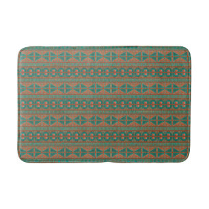 Tapis De Bain Cuivre du sud-ouest Turquoise Motif géométrique Mo