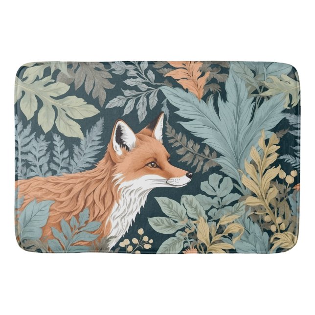 Tapis De Bain Curieux Fox Fern Feuilles William Morris Inspiré (Devant)