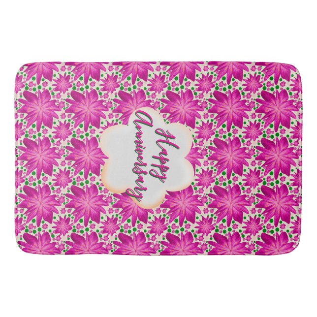 Tapis De Bain Custom and personalized pink floral  (Devant)