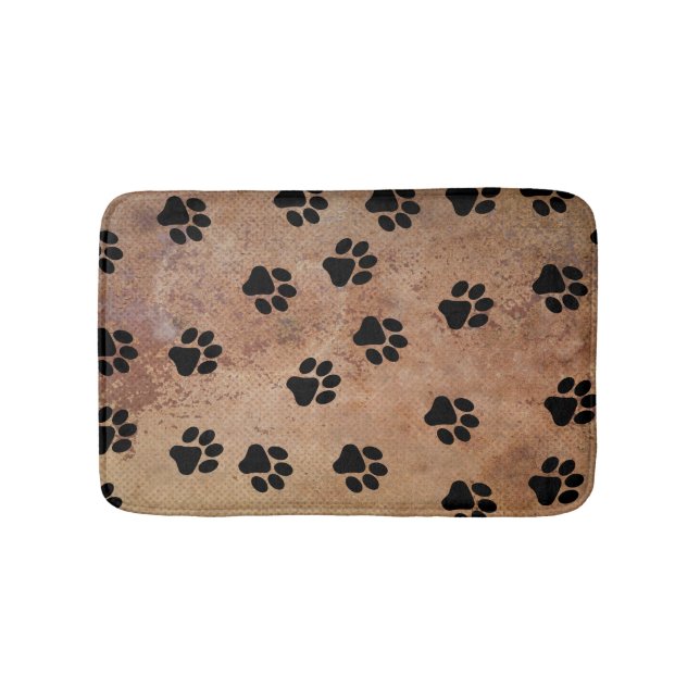 Tapis De Bain Cute animal Empreinte de patte Motif Black Gold (Devant)