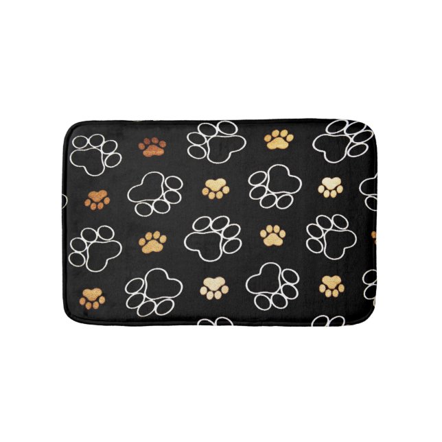 Tapis De Bain Cute animal Empreinte de patte Motif Black Gold (Devant)