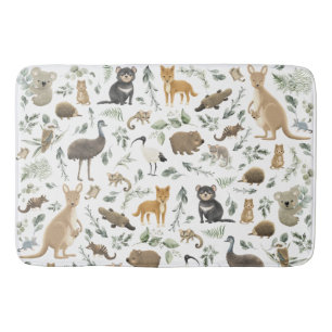 Tapis De Bain Cute Australian Animals Végétation Feuille Enfants