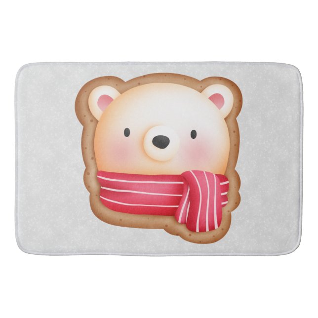 Tapis De Bain Cute Bear Face Red Scarf et Rosy Cheeks Christmas (Devant)