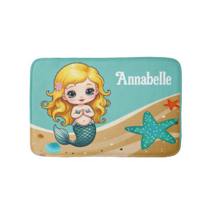 Tapis De Bain Cute Blonde Sirène Personnaliser