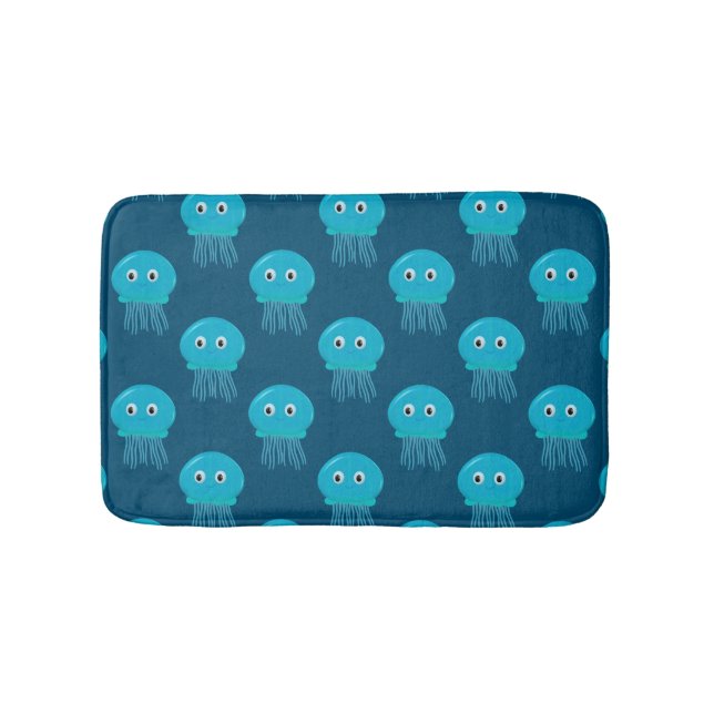 Tapis De Bain Cute Cartoon Motif Méduse En Bleu Océan (Devant)