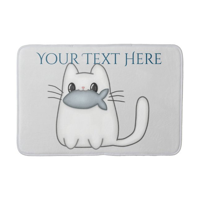 Tapis De Bain Cute chat avec poisson Prix (Devant)
