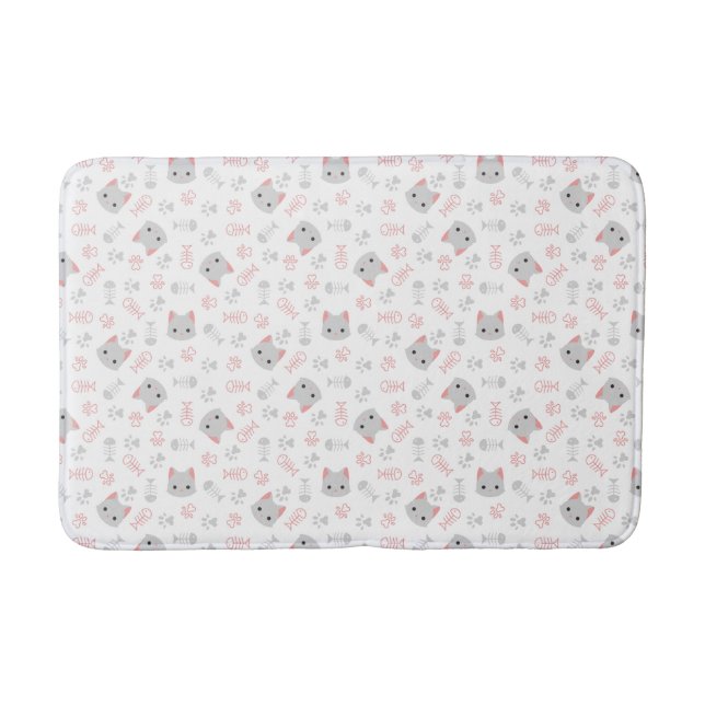 Tapis De Bain Cute chat et os de poisson (Devant)