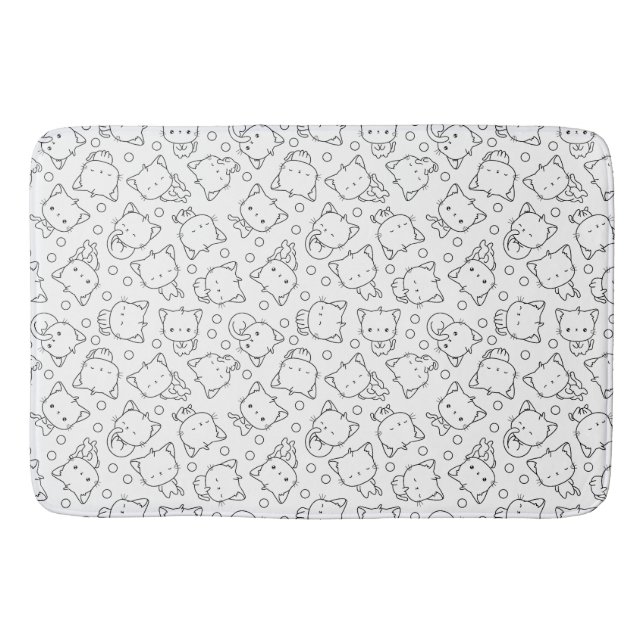 Tapis De Bain Cute chatons et pois noir et blanc (Devant)