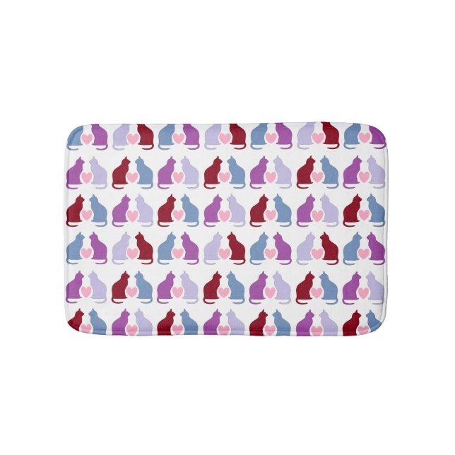 Tapis De Bain Cute Chats et Coeurs Motif (Devant)