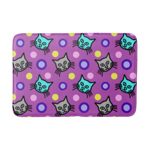 Tapis De Bain Cute chats Motif en Violet Moyen Mat Bain