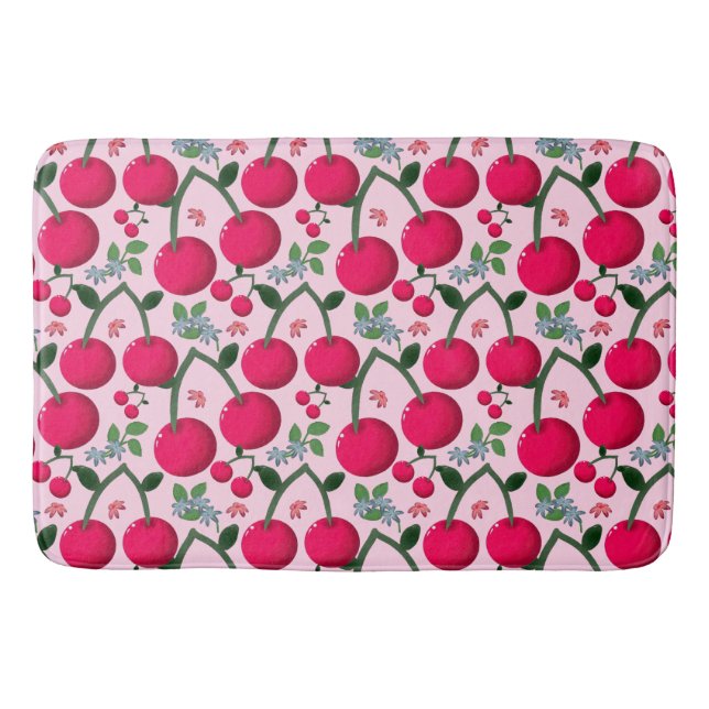 Tapis De Bain Cute Cherry  Pattern, Glossy Kawaii Fruit (Devant)