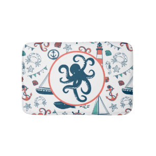Tapis De Bain Cute coloré Nautique et Matine Motif de vie