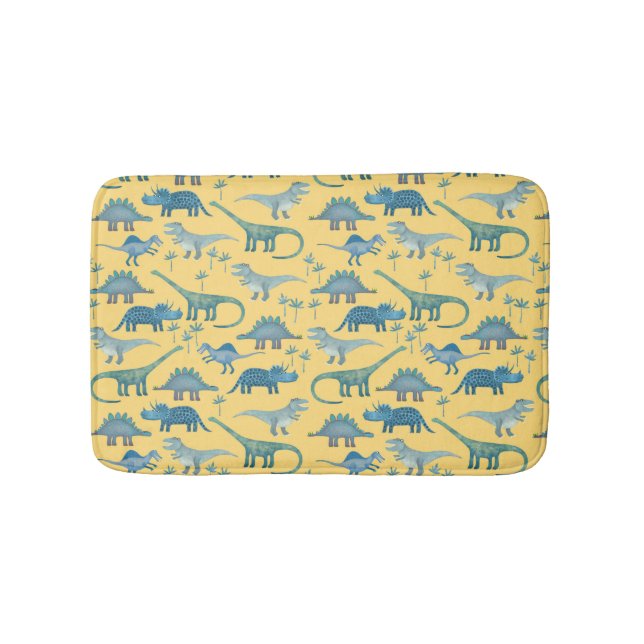 Tapis De Bain Cute Dinosaure préhistorique Motif Jaune (Devant)