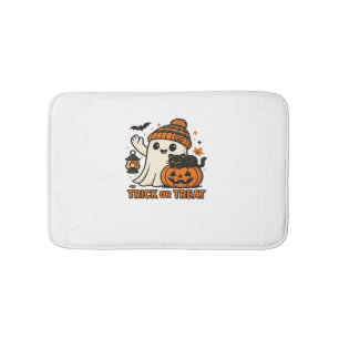 Tapis De Bain Cute Fantôme et chat noir Trick ou traitement surd