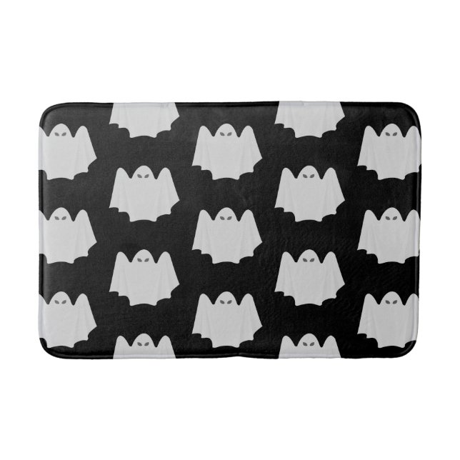 Tapis De Bain Cute Fantôme Halloween Motif noir et blanc (Devant)