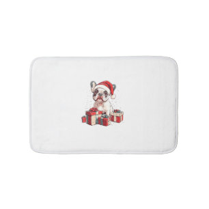 Tapis De Bain Cute Frenchie Santa Hat Funny Noël French Bul