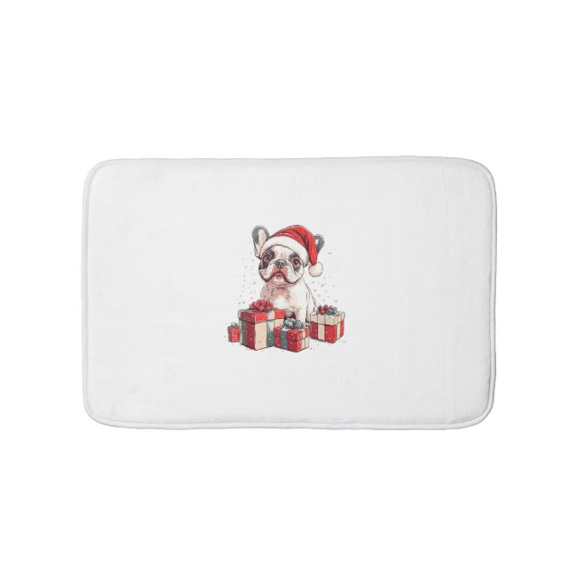 Tapis De Bain Cute Frenchie Santa Hat Funny Noël French Bul (Devant)