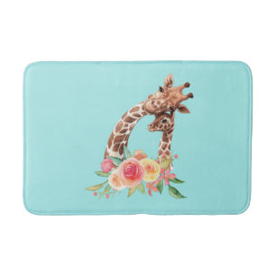 Tapis De Bain Cute Giraffe Aquarelle Maman & Bébé