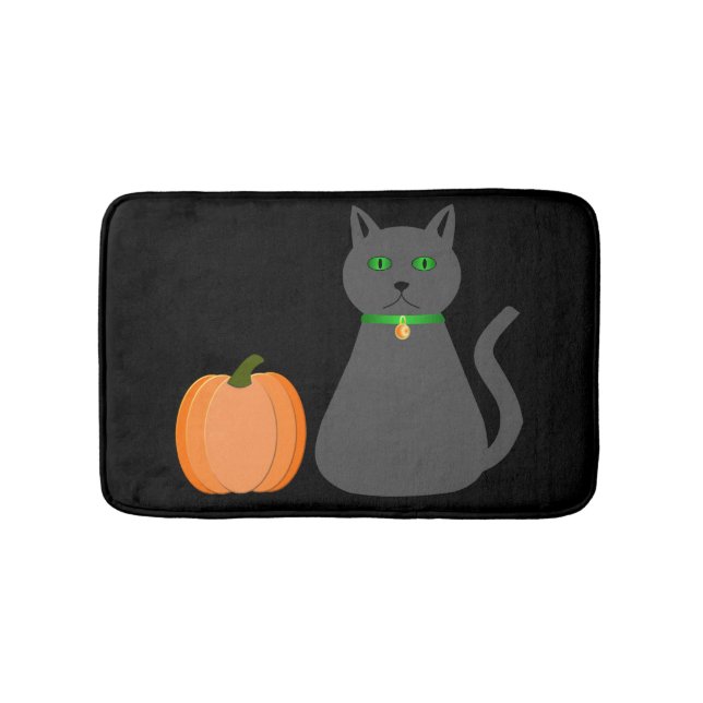 Tapis De Bain Cute Halloween Chat et Citrouille (Devant)