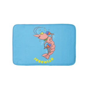 Tapis De Bain Cute happy shrimp, dessin animé de crevettes