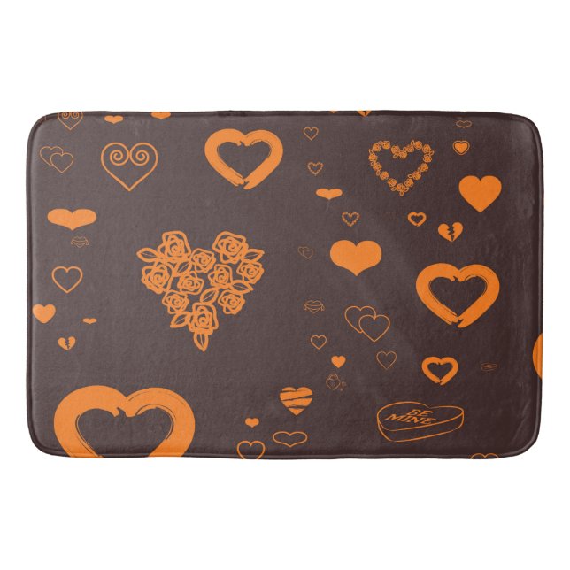 Tapis De Bain Cute Heart Moderne Orange Motif (Devant)