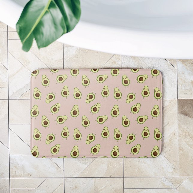 Tapis De Bain Cute Kawaii Smiling Motif Avocado (Créateur téléchargé)