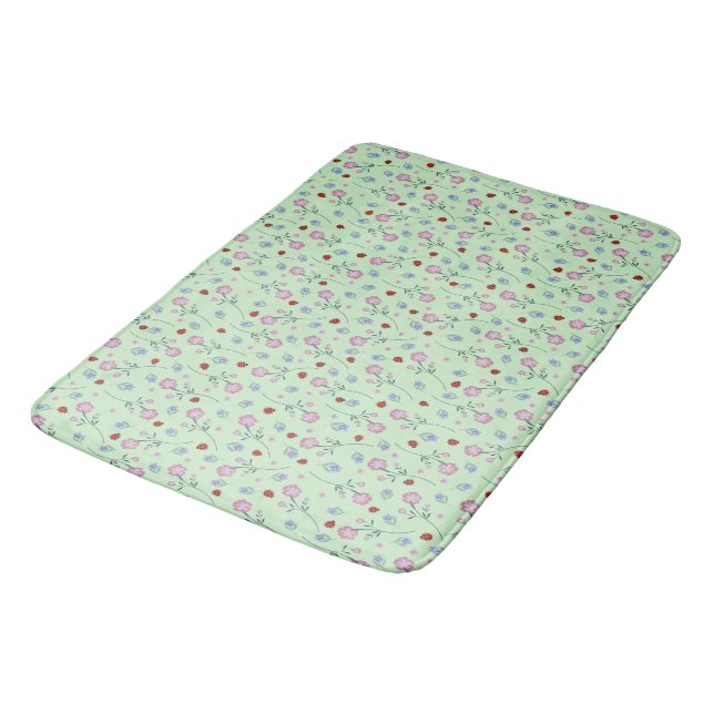 Tapis De Bain Cute Ladybug Polka dot Daisy Flower Russe Motif (Angle)