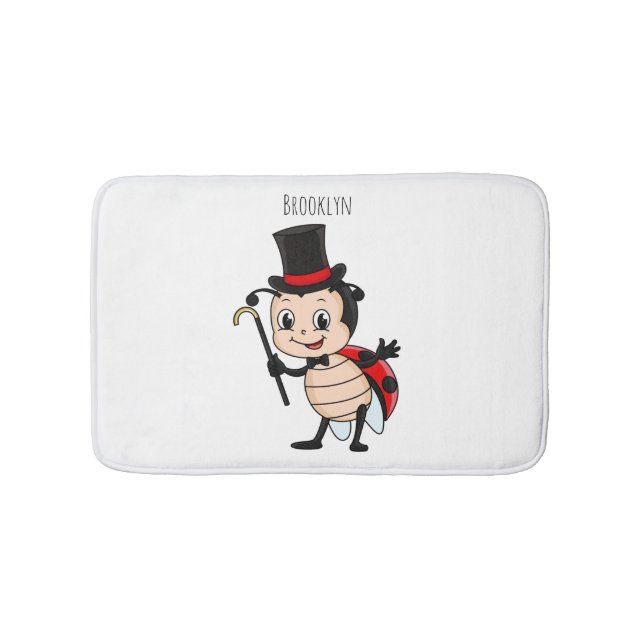Tapis De Bain Cute ladybug with top hat and tie cartoon (Devant)