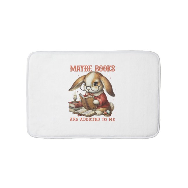 Tapis De Bain Cute Lecture Bunny Avec Lunettes Livres Vêtements  (Devant)
