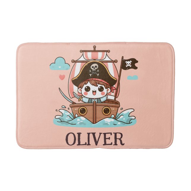 Tapis De Bain Cute marin pirate enfant et bateau pirate (Devant)