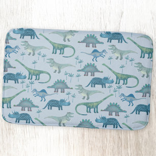 Tapis De Bain Cute Motif de dinosaure bleu préhistorique