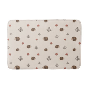 Tapis De Bain Cute Motif forestier de Hérisson et Champignons