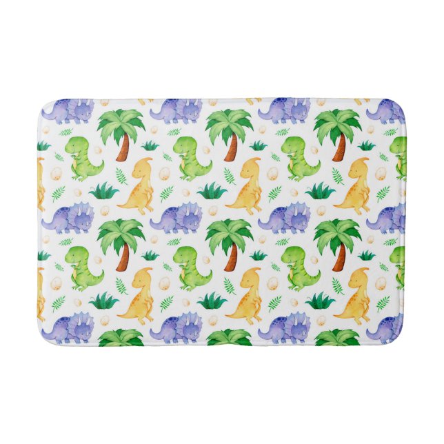 Tapis De Bain Cute Neon Aquarelle Dinosaur Motif (Devant)