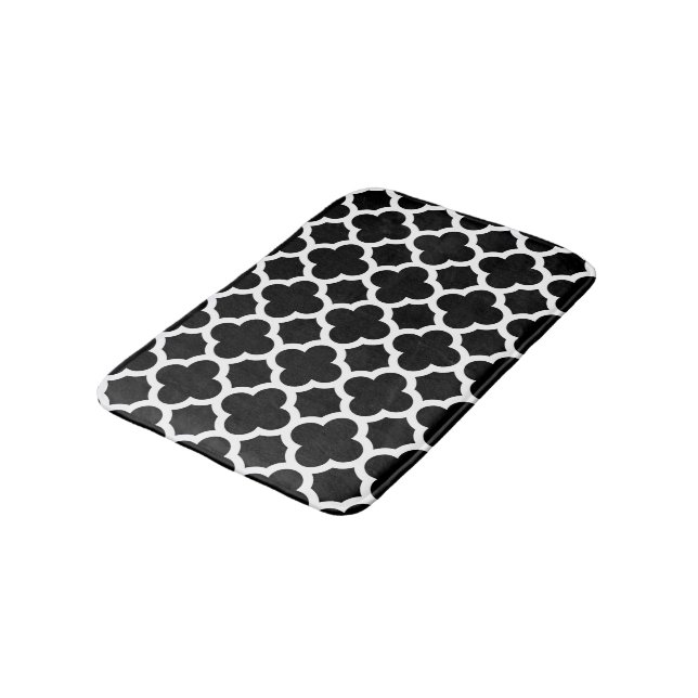 Tapis De Bain Cute Noir Blanc Rétro Chic Trellis Motif (Angle)